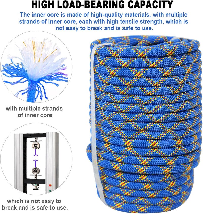 Meyoppm Braided Polyester Arborist Rigging Rope (3/8 inch x 150 feet), High Strength Arborist Rigging Rope for Outdoor Rock Climbing, Mountain Climbing, Hiking, etc - Image 3